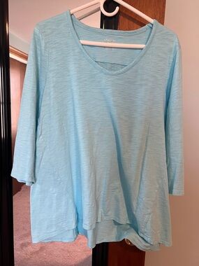 Chico's Torqoise V-Neck 3/4 Sleeve Tunic size 3